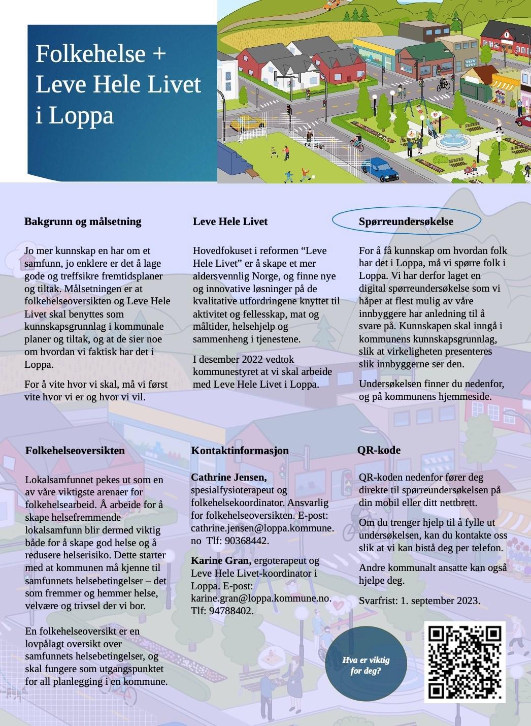 Poster som beskriver arbeidet med folkehelse og Leve hele livet i Loppa - Klikk for stort bilde