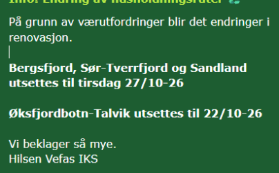 Lenke til artikkel: Endring av renovasjon